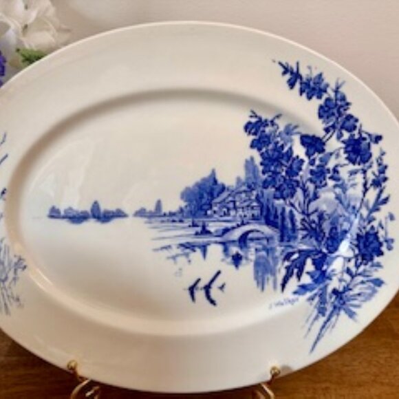 Myott England Meadow Sweet Blue Transferware Serving Platters Vintage J Walker - Picture 4 of 7